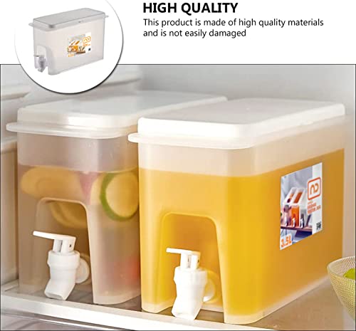 NDBOX Slim Fridge Jug 0.92Gal or 3.5L with Faucet for Water, Iced Tea, Fruit Juice, Softdrinks, Milk, Beverages Dispenser - Hot or Cold Drinks for Parties - Spacesaver Container (White Jug 1pc)