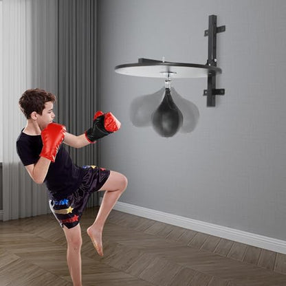 Speed Bag Platform Kit, Adjustable Height Wall Mount Professional Fitness Ball Boxing Bag Reaction Training Kit, Heavy Duty Boxing Training Equipment with Punching Ball - color: Black