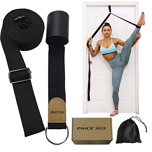 Leg Stretch Strap, Adjustable Leg Stretcher Band w/Door Anchor, Improve Leg Stretching Door Flexibility Trainer, Home Stretching Equipment for Yoga Ballet Dance Cheer Gymnastic Training - color: black