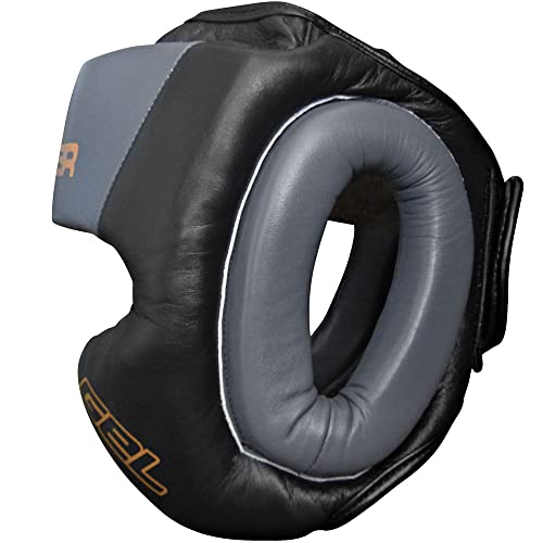 Meister Gel Full-Face Training Head Guard for MMA, Boxing & Muay Thai - Black/Charcoal - Large/X-Large