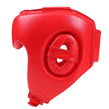 Wesing Professional Boxing Headgear Muay Thai Martial Arts Training Sparing Headgear Without Cheeks - color: Red, size: Large