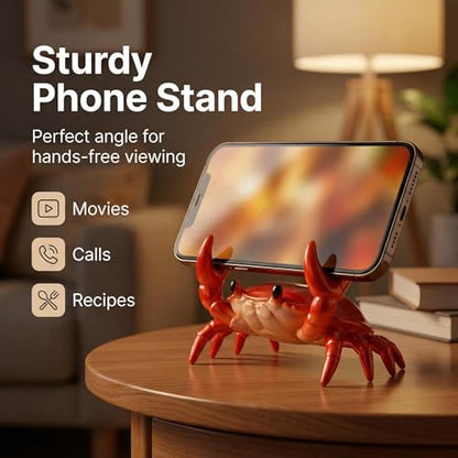 Gesodant Cute Red Crab Pen Holder & Eyeglass Stand, Funny Phone & Remote Holder for Desk, Creative Coffee Spoon Rest, Unique White Elephant Gift