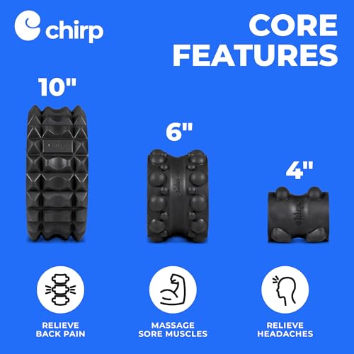 Chirp Wheel XR Acupressure Back Roller Set, 3-Pack, Mint | Acupressure Back Roller Set, Textured Foam Roller for Trigger Points, Deep Tissue Massage, 4/6/10 in - size: 3-Pack (10, 6, 4 Inch) Mint