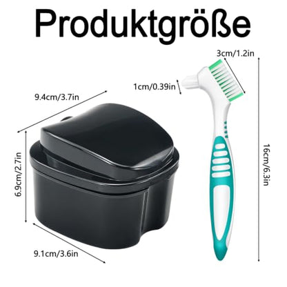 Denture Bath Case Retainer Cleaner Case with Strainer Basket, Denture Cup Dental Retainer Holder Case for Soaking Mouthguard Cleaning Storage Box Case - Black and White - color: Black & White