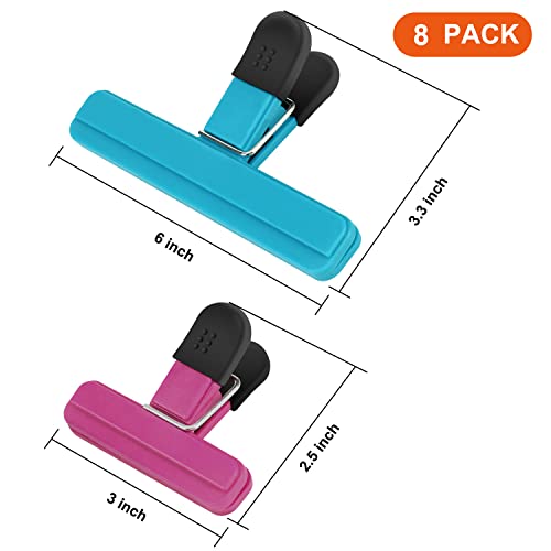 Chip Clips, 8 Pack Food Clips, Upgrade Wide Open Bag Clips for Food Storage with Air Tight Seal Grip (4 x L, 4 x S) - size: 8 pack (4*large, 4*small)