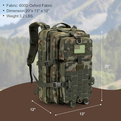Hannibal Tactical MOLLE Assault Backpack, Tactical Backpack Military Army Camping Rucksack - color: Polish Camo