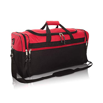 DALIX 25" Extra Large Vacation Travel Duffle Bag (Black, Grey, Navy Blue, Red, Camo) - color: Red
