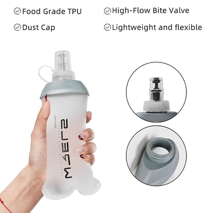 WRELS Running Water Bottle,250ml/350ml/500ml TPU Soft Flask,Collapsible Water Bottles for Hydration Vests and Running Belts Backpack, Soft Water Bottles For Hiking Cycling Climbing - color: Pink-500ml*2