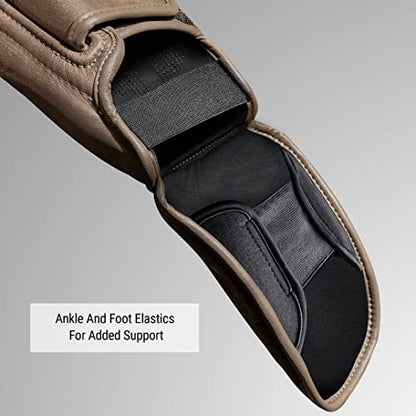 Hayabusa T3 LX Leather Striking Shinguards - color: Brown, size: Small