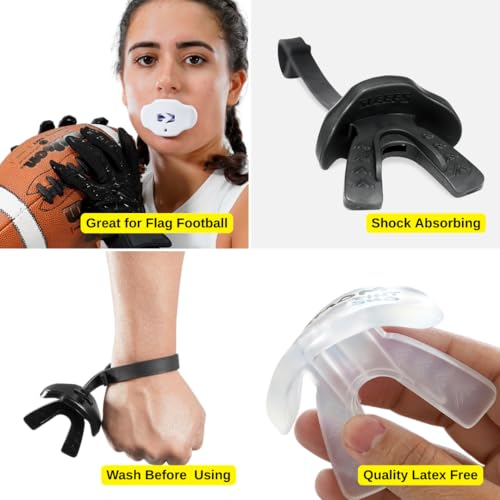 SLEEFS Classic Football Mouthguard with Bold Designs and Removable Strap - color: Icarus Black