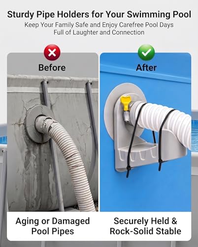 2 Pack Swimming Pool Pipe Holders for Above Ground Pools, Pool Hose Supports Accessories Designed to Fit Intex Pools, Prevent Pipe Sagging Improve Pool Hose Lifespan with Cable Ties & Hose Clamps