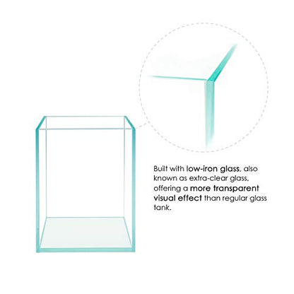 Nano Tall Rimless Frameless Extra Clear Glass Aquarium, Low Iron Glass Tank, 5mm Glass, White Leveling Mat Included, w/Lids Options - size: 1.2 GAL 5.9x5.9x7.8 in
