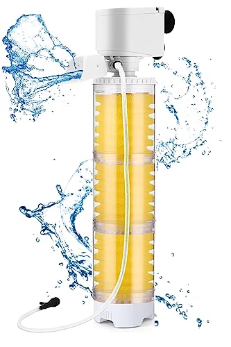 Aquarium Filter, 3-Stages Sponge Filter for Fish Tank, 25W 396GPH Water Pump 3-in-1 Multi-Function Filtration, Oxygenation, Circulation Adjustable Flow Aquarium Filter (25W for 3 Stages)