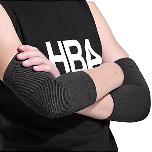 Kids Arm Guard,Compression Elbow Pads,Children Elbow Sleeves,Elbow Protection for Cycling Sports Basketball Volleyball(1 Pair) (Black) - color: Black