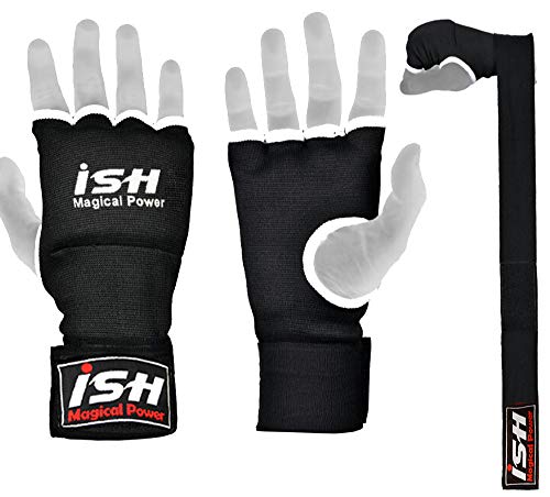 Gel Inner Gloves with Wraps Padded MMA Boxing Wrist Hand Wraps Muay Thai Bandages Training Mitts Gloves Pair New - size: Small,Medium
