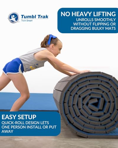 Tumbl Trak Home Tumbling Mat 5ft x 10ft | Roll-Up Carpet Bonded Foam Mat for Gymnastics, Cheerleading, Wrestling, BJJ, and Martial Arts Home Training - color: Charcoal Gray