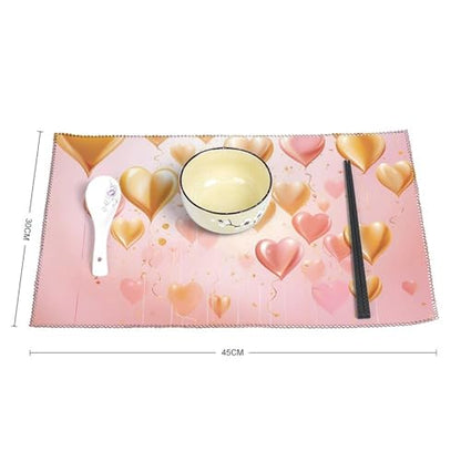 Placemat Set of 4 Washable Place Mats Heat Resistant Golden Heart in The Sky Table Mats for Kitchen Non-Slip Placemats Wipeable Desktop Protection Mat for Dining Table, 30x45cm - color: Golden Heart in the Sky