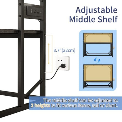 40 Gallon Fish Tank Stand with Power Outlets, Adjustable Aquarium Stand, Heavy Duty Terrarium Stand, Metal reptile tank stand, Suitable for Home Office,660LBS Capacity, Black - color: Black, size: 40 Gallon