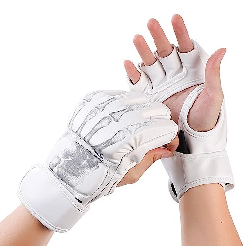 Boxing Gloves MMA Half Mitts Hand Guard Open Palm Gear Half Finger Sport Mittens PU Leather Thicken Pad Breathable Suitable for Grappling
