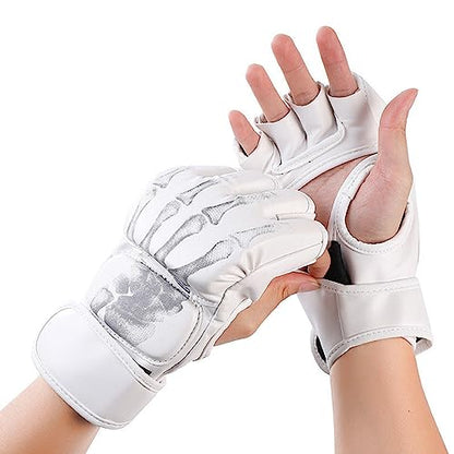Boxing Gloves MMA Half Mitts Hand Guard Open Palm Gear Half Finger Sport Mittens PU Leather Thicken Pad Breathable Suitable for Grappling