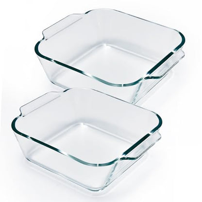 6"x6" Baking Pan, Square Baking Dishes 2 Pack Glass Bakeware Dish For Casserole Lasagna Brownie, Perfect for Reheating Individual Portions in Oven, Microwave or Air Fryer - size: Medium-Square
