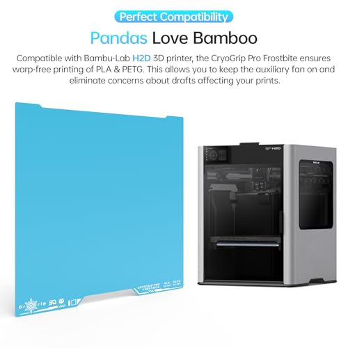 BIQU CryoGrip Pro Frostbite Build Plate for Bambu-Lab H2D H2S 3D Printers, Cold Plate, Room Temperature Printing, Double-Sided Textured Sheet, Print Area 350x325mm, 1 Piece - color: Frostbite-Blue, size: 346*355MM-H2D/S, style: Frostbite