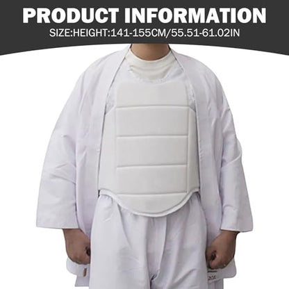 Nyutcwe Karate Chest Guard for Kids, Polyester Adjustable Body Protector for Training 130-150cm, White