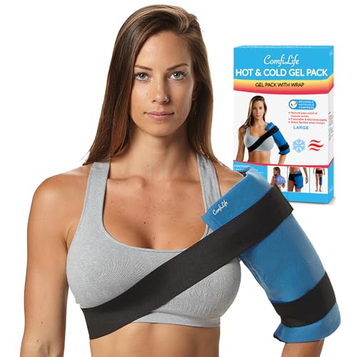 ComfiLife Ice Packs for Injuries – Reusable Hot and Cold Pack with Wrap – Soft Gel Ice Packs for Back, Shoulder, Hip, Knee, Elbow, Joint Pain Relief – Heat & Cold Therapy (Large (Pack of 1)) - size: Large (Pack of 1)