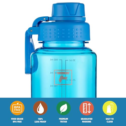 Fanhaw 32 oz Clear BPA-Free Tritan Water Bottle with Fast-Flow Spout Lid, BPA-Free & Leak-Proof Wide-Mouth Reusable Bottle for Gym, School & Office, Back to School Essentials (Classic Blue) - color: Classic Blue, style: 1 Pack