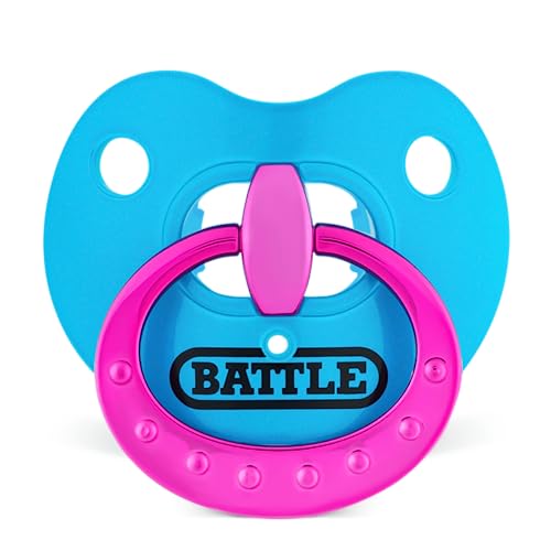 Battle Binky Oxygen Football Mouthguard | Maximum protection for safe secure fit, Built-in airflow channels, No boiling required, Advanced composite material - color: Chrome Blue/Pink