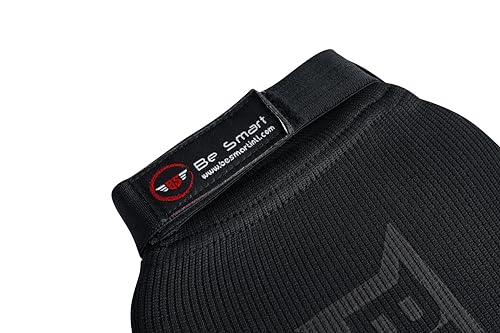 Be Smart MMA Shin Guards for Kickboxing, Muay Thai & Martial Arts – Padded Instep Protection, Lightweight Cotton Elastic Shin Pads – Adult & Youth Training Gear - color: Black/Black, size: Large-X-Large