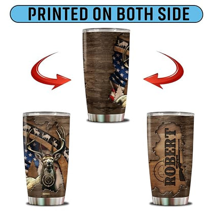 Personalized Hunting Gifts for Men 20oz Stainless Steel Insulated Coffee Cup Mug Travel Water Bottle Tumbler with Lid Gift for Husband Son Dad Christmas Birthday Father's Day Valentine - color: HUNTING