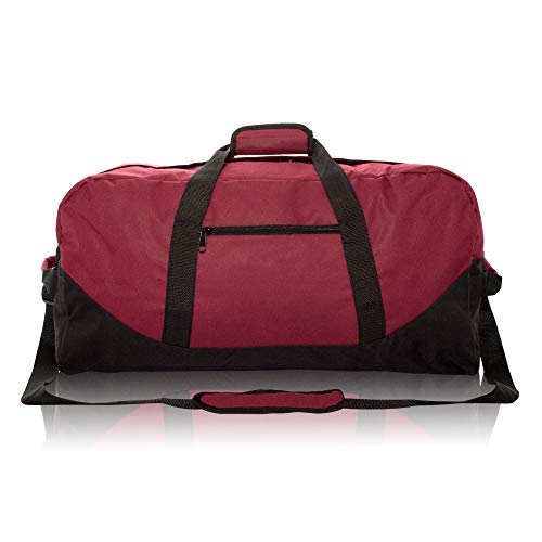 DALIX 25" Big Adventure Large Gym Sports Duffle Bag (Black Grey Navy Blue Red Camo) - color: Maroon