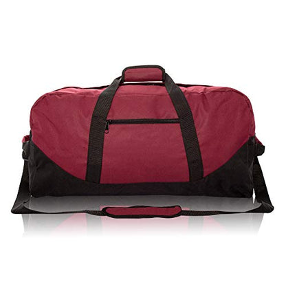 DALIX 25" Big Adventure Large Gym Sports Duffle Bag (Black Grey Navy Blue Red Camo) - color: Maroon