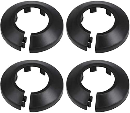 4Pcs PP Plastic Flange Cover Decoration Black Escutcheon Collar Radiator Wall Pipe Tube Decoration for 0.98"/25mm Pipe - size: 0.98inches pipe Dia