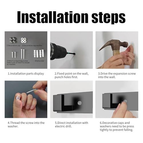 PMMASTO Stainless Steel Wall Coat Rack, Black- 3 Hooks, 1 Pack, L Shape - color: Black, size: 3 "L" Hooks, 1PACK