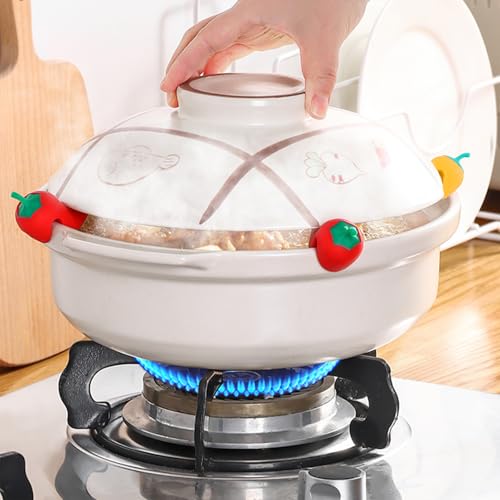 8 Pcs Pot Lid Holder Pepper-Shaped Silicone Lid Lifters Non-Slip Heat Resistance Kitchen Cooking Gadgets Accessories
