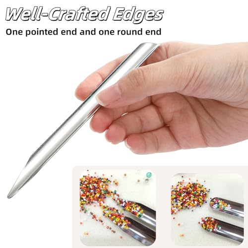 20 Pieces 6 Inch Lab Spatula, Stainless Steel Micro Lab Scoop Spatula with Rounded Pointed Ends, Bead Scoop for Jewelry Making DIY, Laboratory Sampling Mixing Spatula for Powders