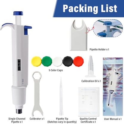 5 mL Micropipette, 1-5 mL Lab Single Channel Micro Pipettes, Adjustable Variable Volume for Liquid Laboratory Scientific School - size: 1000-5000μl