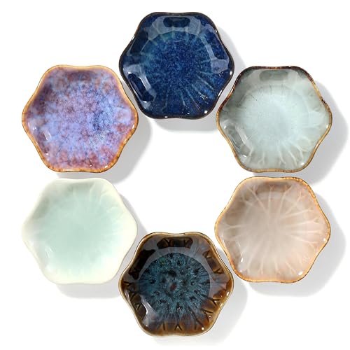 Soy Sauce Dish, Ceramic Small Dipping Bowls, 3.9inch Pinch Bowl for Side Dishes (Set of 6)