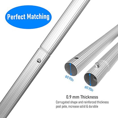 Swimming Pool Leaf Skimmer Net, with 5 Sections Telescopic Aluminum Pole & Nylon Medium Fine Mesh Pool Net, Pool Cleaning Tool for Removing Leaves & Debris - size: Pool Skimmer with Pole