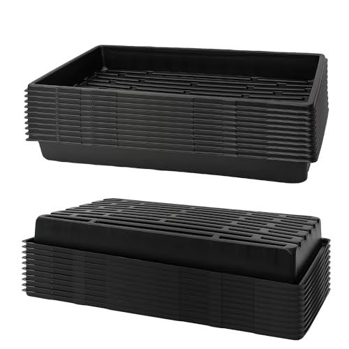 RooTrimmer 20 Pack 1020 Trays, No Drain Holes, 20" x 10", Extra Thick Heavy Duty Seed Starting Trays -Reusable Propagation Flats for Microgreens, Seedlings, Plant Germination, Fodder and Transplant - size: 1020 - 20 Pack Without Holes