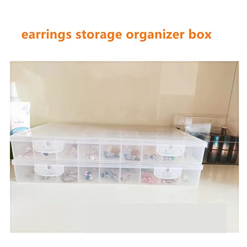 1PCS 36 Grids Large Plastic Organizer Box with Dividers, Compartment Organizer Box for Nail Accessories/Screw/Sewing Arts and Oil Paint, Bead Storage Containers 14.9" x 9.2" x 1.9" (Clear) - size: 1PCS 36Grids