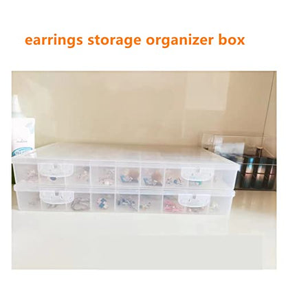 1PCS 36 Grids Large Plastic Organizer Box with Dividers, Compartment Organizer Box for Nail Accessories/Screw/Sewing Arts and Oil Paint, Bead Storage Containers 14.9" x 9.2" x 1.9" (Clear) - size: 1PCS 36Grids