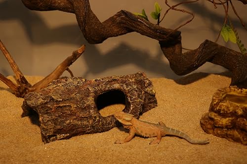 AQUA KT Reptile Climbing Cork Bark Tree Hollow Log Snake Gecko Hide for Terrarium Amphibian Habitat Decoration