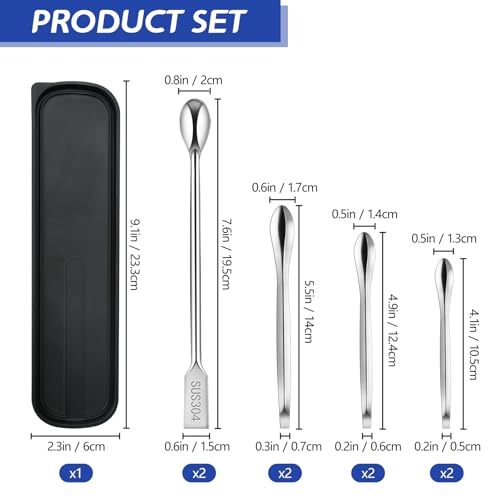 Artcome 23 Pcs 304 Stainless Steel Micro Scoop & Lab Spatula Set - Mixing Spatula - Laboratory Sampling Scoop - Powder Scoop for Empty Pill Capsules Filling