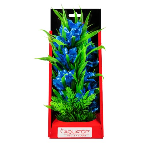 Aquatop 10" Passion Blue Vibrant Wild Plastic Plant w/Weighted Base for Aquariums, PD-VPB10 - color: Blue, size: 10"