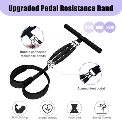 Pedal Resistance Band with Handle, 90Lbs Pedal Resistance Band - color: Black