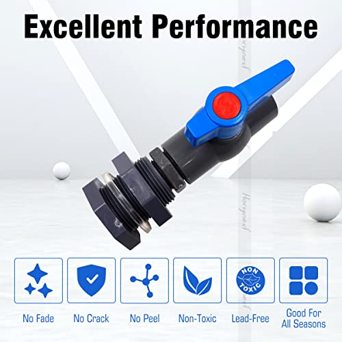 rain Barrel Spigot 1 inch PVC Bulkhead Adapter 1" I.D. Female Thread Blue Switch Valve Garden kit, for 5/2.5/50/55/100 Gallon Water Tank rainwater stock - color: 1 inch valve-1FT Blue