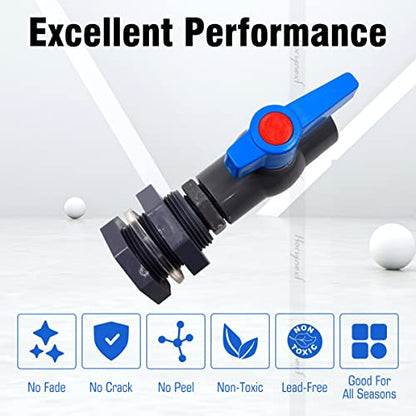 rain Barrel Spigot 1 inch PVC Bulkhead Adapter 1" I.D. Female Thread Blue Switch Valve Garden kit, for 5/2.5/50/55/100 Gallon Water Tank rainwater stock - color: 1 inch valve-1FT Blue